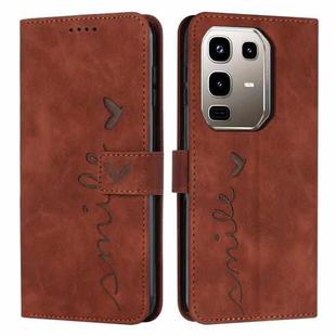 For Infinix Note 50 4G / 50 Pro 4G Skin Feel Heart Embossed Leather Phone Case with Long Lanyard(Brown)