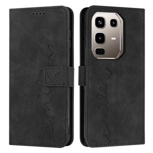 For Infinix Note 50 Pro+ Skin Feel Heart Embossed Leather Phone Case with Long Lanyard(Black)