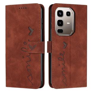 For Infinix Note 50 Pro+ Skin Feel Heart Embossed Leather Phone Case with Long Lanyard(Brown)
