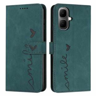 For Infinix Smart 10 4G Skin Feel Heart Embossed Leather Phone Case with Long Lanyard(Green)