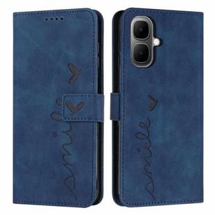 For Infinix Smart 10 4G Skin Feel Heart Embossed Leather Phone Case with Long Lanyard(Blue)