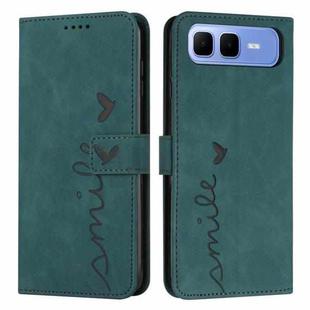 For Infinix Smart 10 Plus 4G Skin Feel Heart Embossed Leather Phone Case with Long Lanyard(Green)