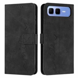 For Infinix Smart 10 Plus 4G Skin Feel Heart Embossed Leather Phone Case with Long Lanyard(Black)
