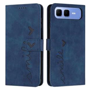 For Infinix Smart 10 Plus 4G Skin Feel Heart Embossed Leather Phone Case with Long Lanyard(Blue)