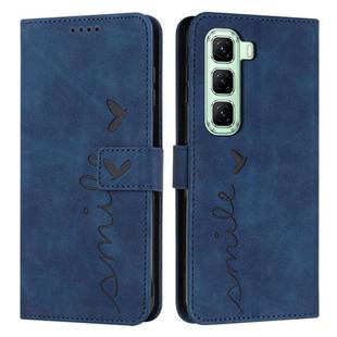 For Infinix Hot 60 Pro+ 4G Skin Feel Heart Embossed Leather Phone Case with Long Lanyard(Blue)
