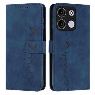 For itel A60s Skin Feel Heart Embossed Leather Phone Case with Long Lanyard(Blue)