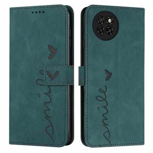 For itel S23 Skin Feel Heart Embossed Leather Phone Case with Long Lanyard(Green)