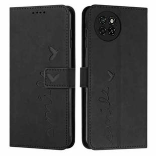 For itel S23 Skin Feel Heart Embossed Leather Phone Case with Long Lanyard(Black)