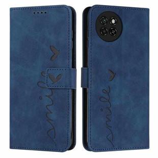 For itel S23 Skin Feel Heart Embossed Leather Phone Case with Long Lanyard(Blue)