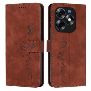 For itel S23+ Skin Feel Heart Embossed Leather Phone Case with Long Lanyard(Brown)