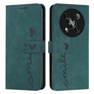 For itel RS4 Skin Feel Heart Embossed Leather Phone Case with Long Lanyard(Green)