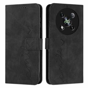 For itel RS4 Skin Feel Heart Embossed Leather Phone Case with Long Lanyard(Black)