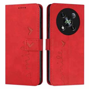 For itel RS4 Skin Feel Heart Embossed Leather Phone Case with Long Lanyard(Red)