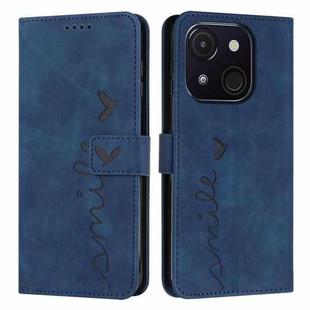 For itel A50C Skin Feel Heart Embossed Leather Phone Case with Long Lanyard(Blue)