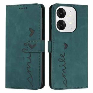 For itel A80 Skin Feel Heart Embossed Leather Phone Case with Long Lanyard(Green)