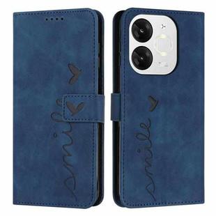 For itel A80 Skin Feel Heart Embossed Leather Phone Case with Long Lanyard(Blue)