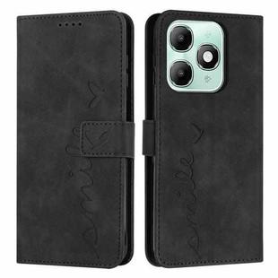 For itel A90 4G Skin Feel Heart Embossed Leather Phone Case with Long Lanyard(Black)