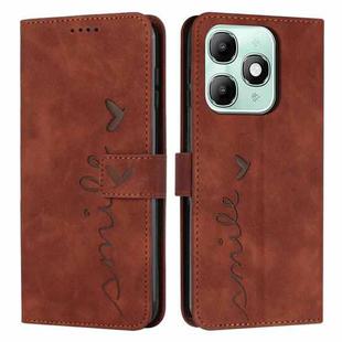 For itel A90 4G Skin Feel Heart Embossed Leather Phone Case with Long Lanyard(Brown)