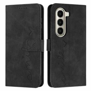 For itel A95 5G Skin Feel Heart Embossed Leather Phone Case with Long Lanyard(Black)