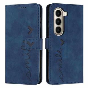 For itel A95 5G Skin Feel Heart Embossed Leather Phone Case with Long Lanyard(Blue)