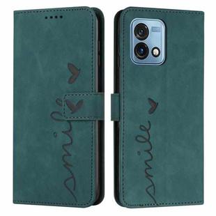 For Motorola Moto G Stylus 4G 2023 Skin Feel Heart Embossed Leather Phone Case with Long Lanyard(Green)