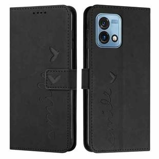 For Motorola Moto G Stylus 4G 2023 Skin Feel Heart Embossed Leather Phone Case with Long Lanyard(Black)