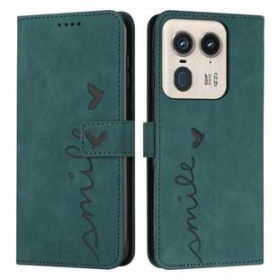 For Motorola Moto X50 Ultra Skin Feel Heart Embossed Leather Phone Case with Long Lanyard(Green)