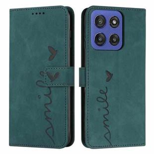 For Motorola Edge 60 Fusion Skin Feel Heart Embossed Leather Phone Case with Long Lanyard(Green)