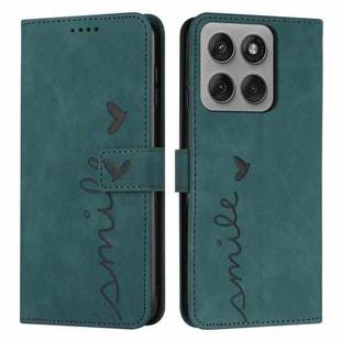 For Motorola Edge 60 Pro Skin Feel Heart Embossed Leather Phone Case with Long Lanyard(Green)