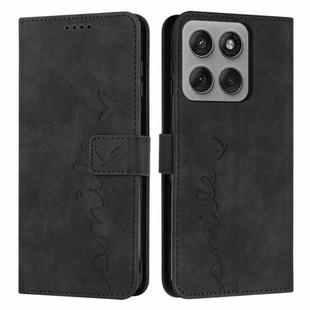 For Motorola Edge 60 Pro Skin Feel Heart Embossed Leather Phone Case with Long Lanyard(Black)