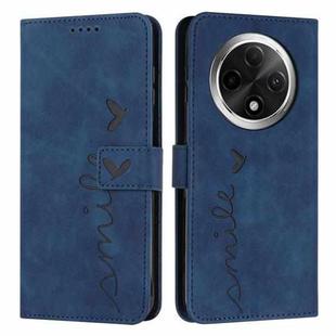 For OPPO A3 Pro Skin Feel Heart Embossed Leather Phone Case with Long Lanyard(Blue)