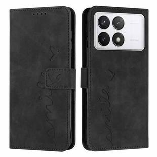 For Xiaomi Redmi K70 / K70 Pro Skin Feel Heart Embossed Leather Phone Case with Long Lanyard(Black)