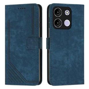 For itel A60s Skin Feel Stripe Pattern Leather Phone Case with Lanyard(Blue)