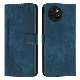 For itel S23 Skin Feel Stripe Pattern Leather Phone Case with Lanyard(Blue)