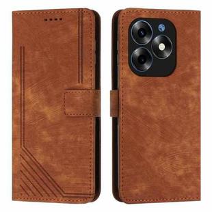 For itel S23+ Skin Feel Stripe Pattern Leather Phone Case with Lanyard(Brown)