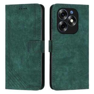For itel S23+ Skin Feel Stripe Pattern Leather Phone Case with Lanyard(Green)
