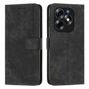 For itel S23+ Skin Feel Stripe Pattern Leather Phone Case with Lanyard(Black)
