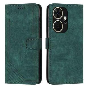 For itel P55+ Skin Feel Stripe Pattern Leather Phone Case with Lanyard(Green)