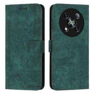 For itel RS4 Skin Feel Stripe Pattern Leather Phone Case with Lanyard(Green)
