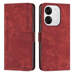 For itel A80 Skin Feel Stripe Pattern Leather Phone Case with Lanyard(Red)