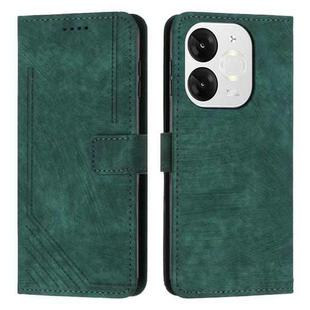 For itel A80 Skin Feel Stripe Pattern Leather Phone Case with Lanyard(Green)