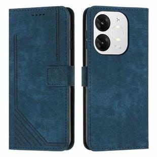 For itel A80 Skin Feel Stripe Pattern Leather Phone Case with Lanyard(Blue)