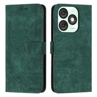 For itel A50 Skin Feel Stripe Pattern Leather Phone Case with Lanyard(Green)