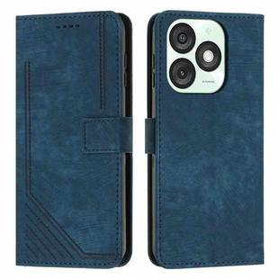 For itel A50 Skin Feel Stripe Pattern Leather Phone Case with Lanyard(Blue)