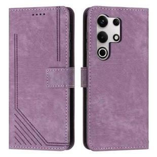 For itel S25 Ultra Skin Feel Stripe Pattern Leather Phone Case with Lanyard(Purple)