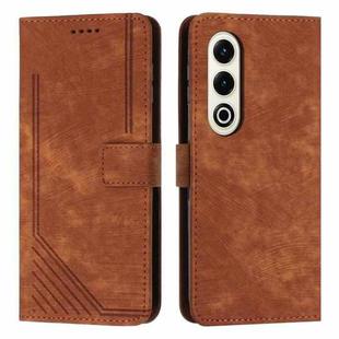 For itel S25 Skin Feel Stripe Pattern Leather Phone Case with Lanyard(Brown)