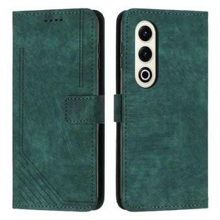 For itel S25 Skin Feel Stripe Pattern Leather Phone Case with Lanyard(Green)