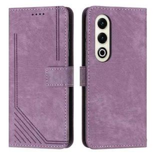 For itel S25 Skin Feel Stripe Pattern Leather Phone Case with Lanyard(Purple)