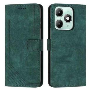 For itel A90 4G Skin Feel Stripe Pattern Leather Phone Case with Lanyard(Green)