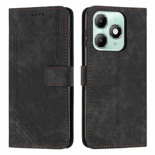 For itel A90 4G Skin Feel Stripe Pattern Leather Phone Case with Lanyard(Black)